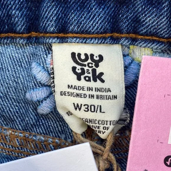 NWT Lucy & Yak Women's Daisy-Mae Embroidered Floral Jeans Size 30L Hippie Boho - Picture 9 of 10